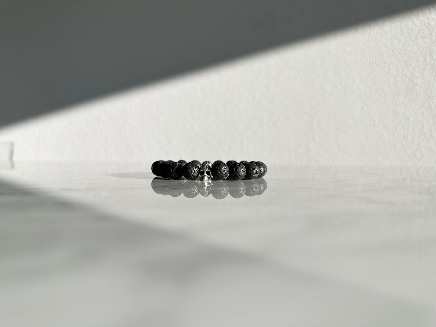 Lava Rock Skull Bracelet - 10mm