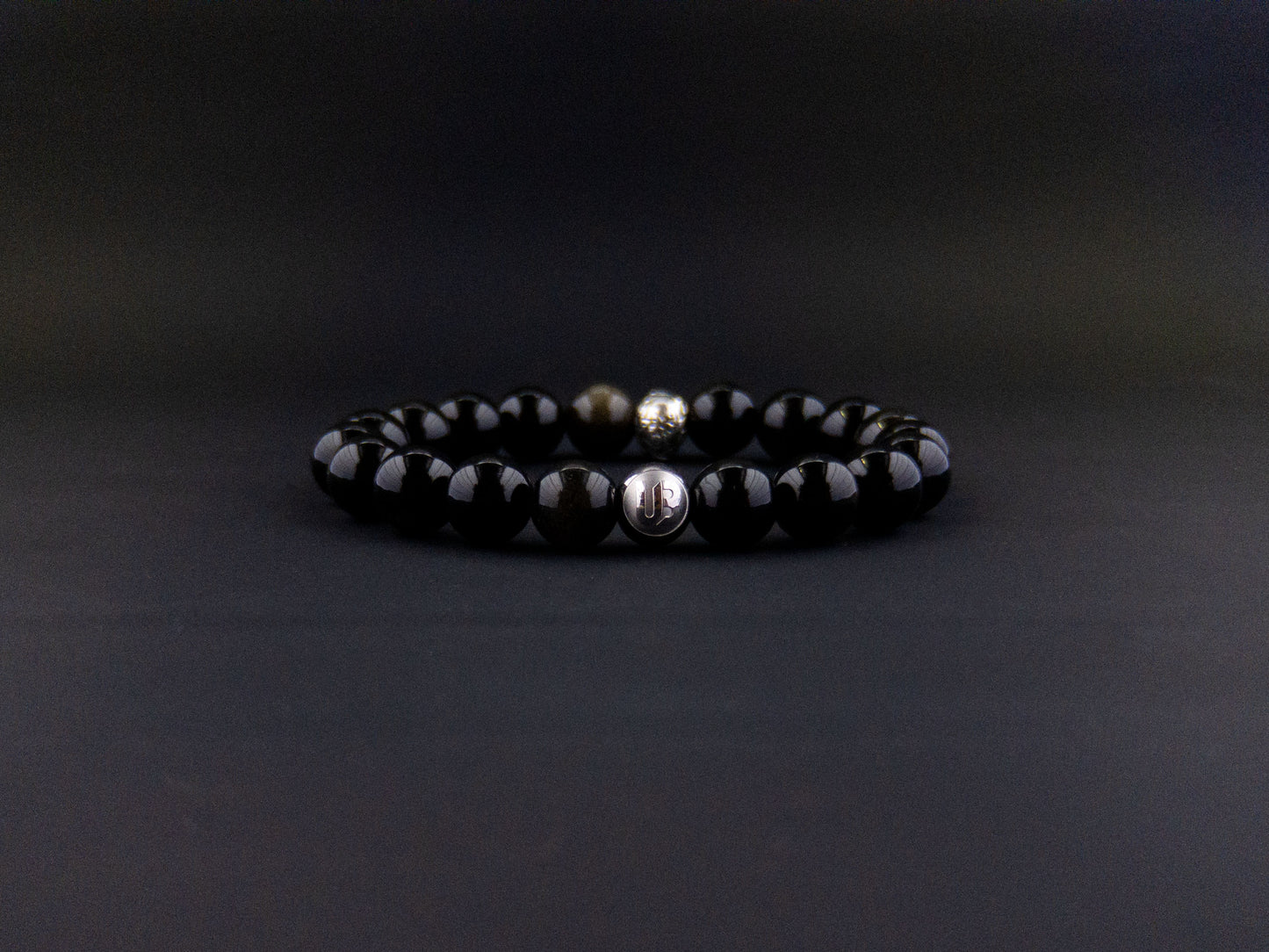 Black Golden Obsidian Skull Bracelet - 10mm