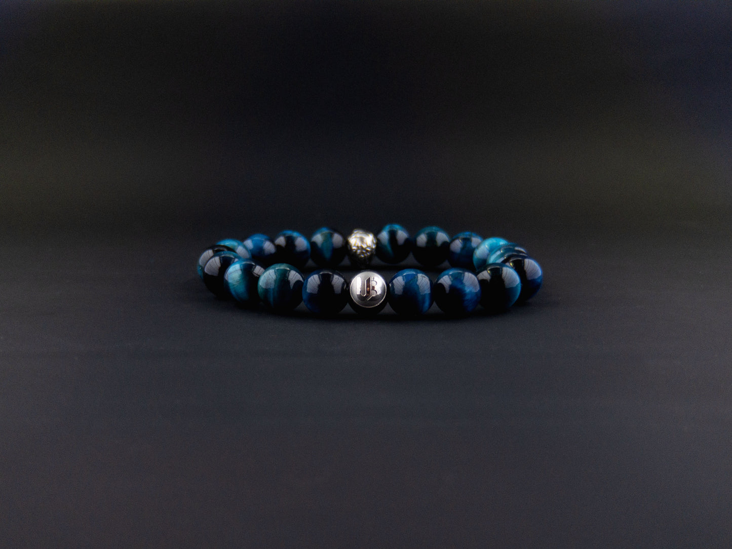 Blue Tigers Eye Skull Bracelet - 10mm