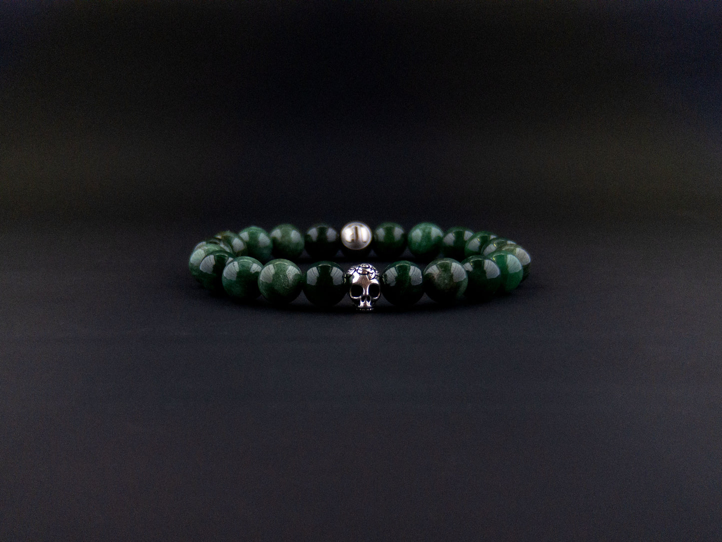 Green Mica Lepidolite Skull Bracelet - 10mm