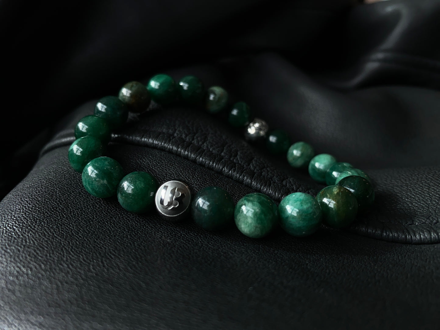 Green Mica Lepidolite Skull Bracelet - 10mm