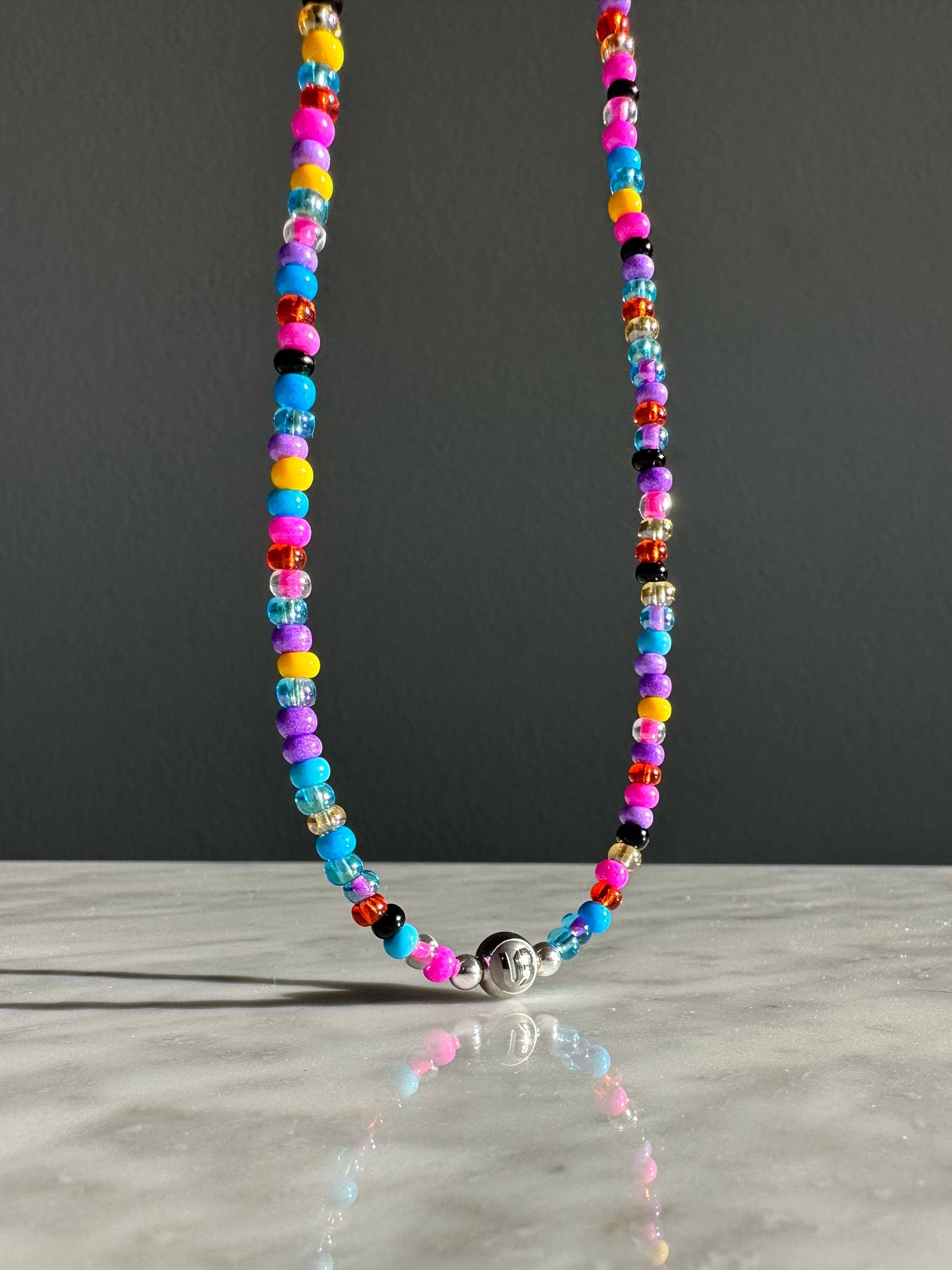 Multi-Colored Glass Chroma Necklace - 22in