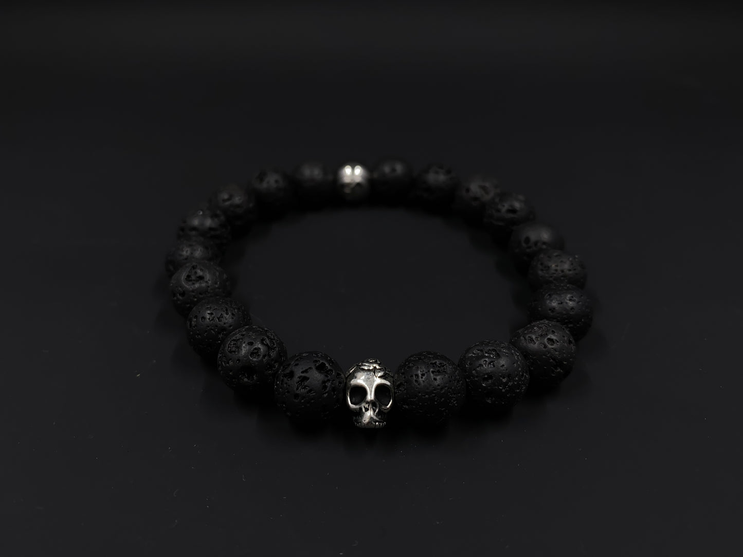 Lava Rock Skull Bracelet - 10mm