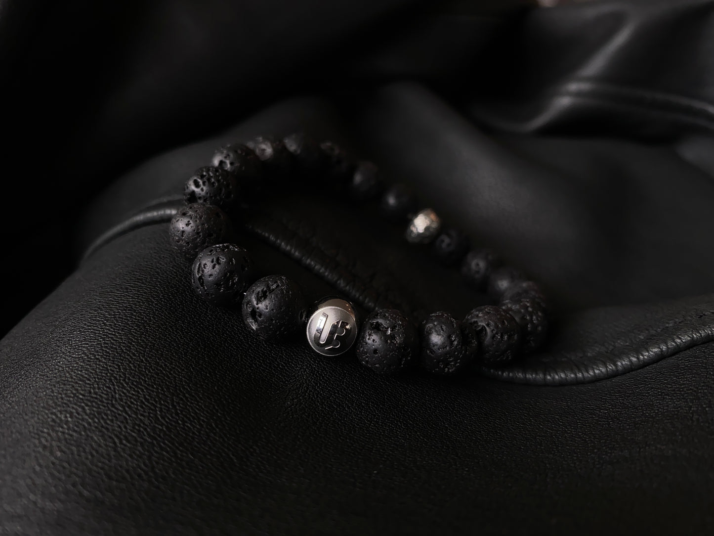 Lava Rock Skull Bracelet - 10mm